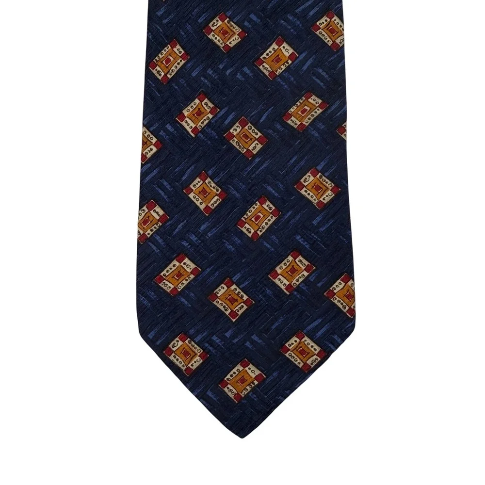 Robert Talbott Best of Class Nordstrom Silk Tie Navy‎ Blue Geometric Extra Long